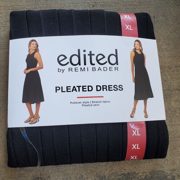 Dresses & Skirts - NWT Women's Edited by Remi Bader Black Pleated Dress, Size XL, Past Knee